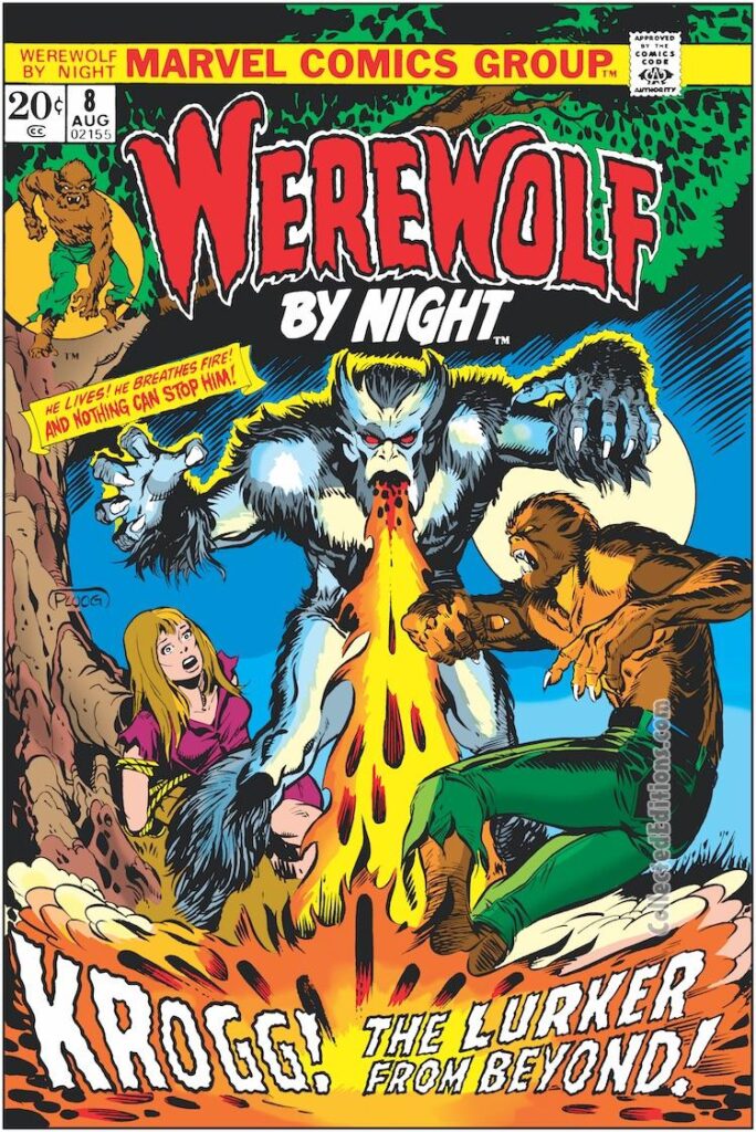 Werewolf by Night #8 cover; pencils and inks, Mike Ploog; Krogg the Lurker from Beyond, Jack Russell