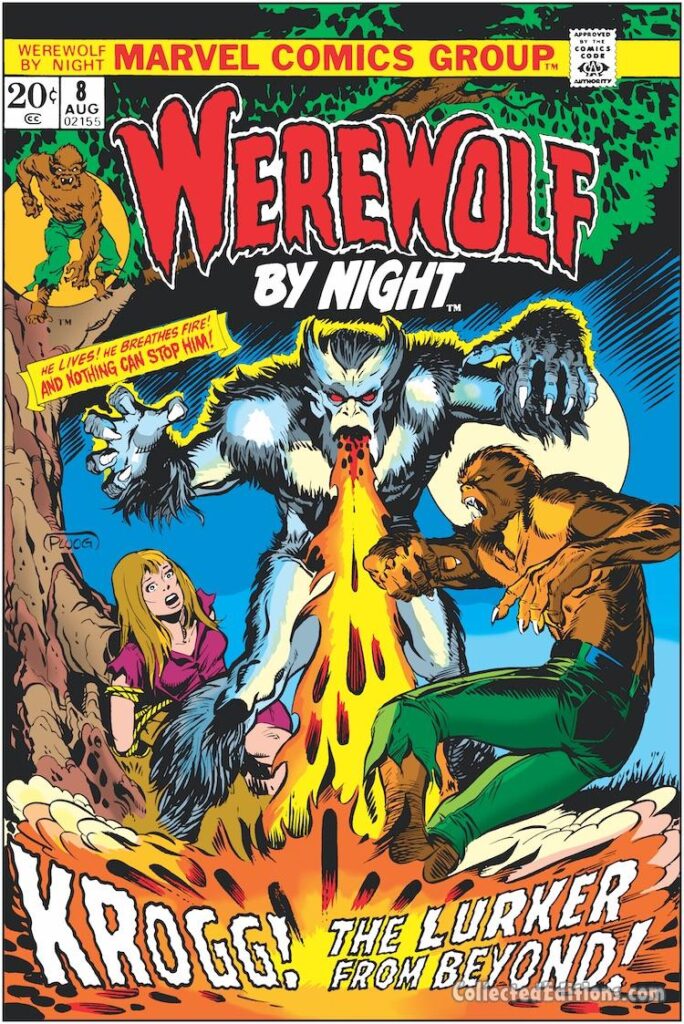 Werewolf by Night #8 cover; pencils and inks, Mike Ploog; Krogg the Lurker from Beyond, Jack Russell