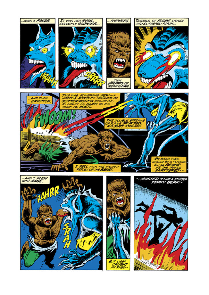 Werewolf by Night #29, pg. 7; pencils and inks, Don Perlin; Doctor Glitternight, Taboo, Topaz