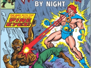 Werewolf By Night #41 cover; pencils, Pablo Marcos; inks, Steve Leialoha; And Death Shall Be The Change, The Man with the Gaze of Doom, Fire Eyes, Marvel Masterworks Brother Voodoo