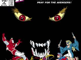 West Coast Avengers #5 cover; pencils, Al Milgrom; inks, Joe Sinnott West Coast Avengers #5 cover; pencils, Al Milgrom; inks, Joe Sinnott; Prey for the Werewolf?, Pray for the Avengers; Hawkeye, Iron Man, Wonder Man, Mockingbird, Tigra