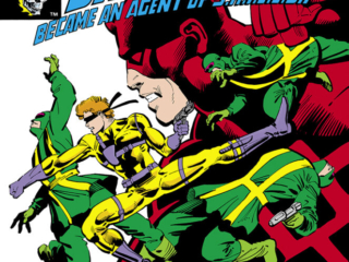 What If? #28 cover; pencils, Frank Miller; inks, Klaus Janson; What if Daredevil became an agent of SHIELD, what if Ghost Rider were separated from Johnny Blaze, AIM agents