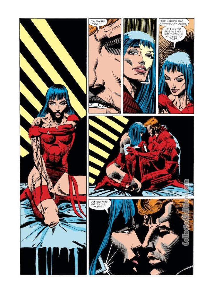 What If? #35. Daredevil and Elektra in “…What if Bullseye Had Not Killed Elektra?”, pg. 12; pencils, Frank Miller; inks, Terry Austin; Daredevil