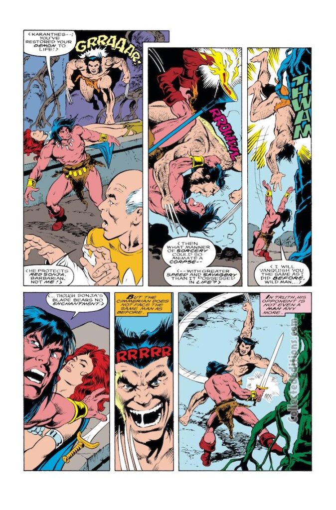 What If? (1989) #16, pg. 18; pencils, Gary Kwapisz; inks, Ian Akin, Brian Garvey; Karanthes, Red Sonja, What If Wolverine Had Lived During The Age of Conan The Barbarian; Glenn Herdling, writer