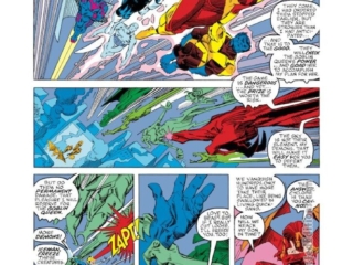 X-Factor #37, pg. 6; pencils, Walter Simonson; inks, Bob Wiacek; Cyclops, Beast, Phoenix, Angel, original X-Men