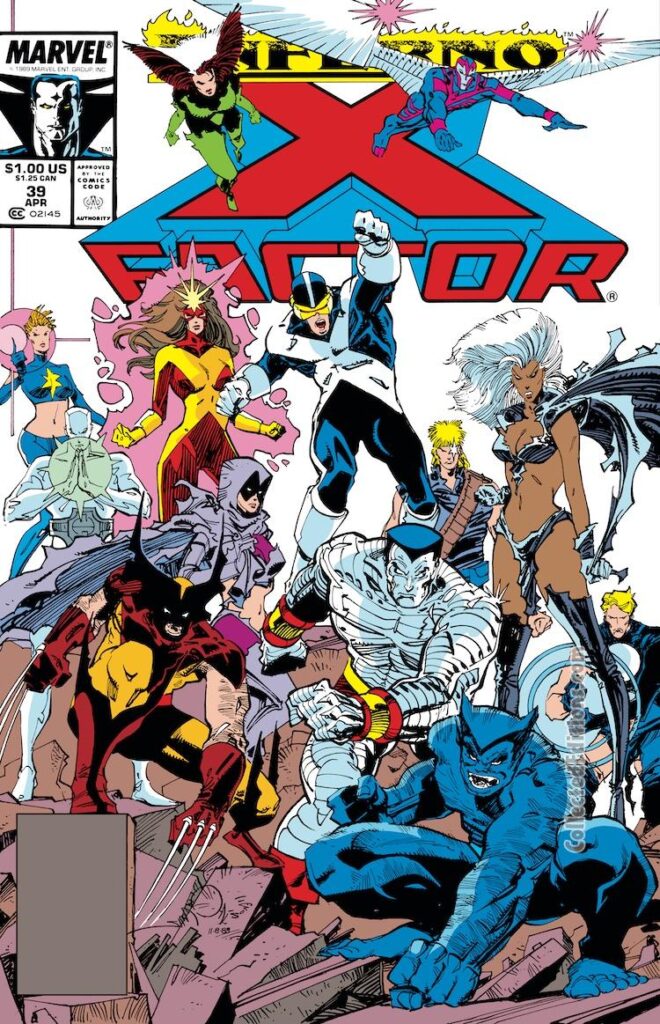 X-Factor #39 cover; pencils; pencils and inks, Walter Simonson; Colossus, Beast, Cyclops, Wolverine, Inferno