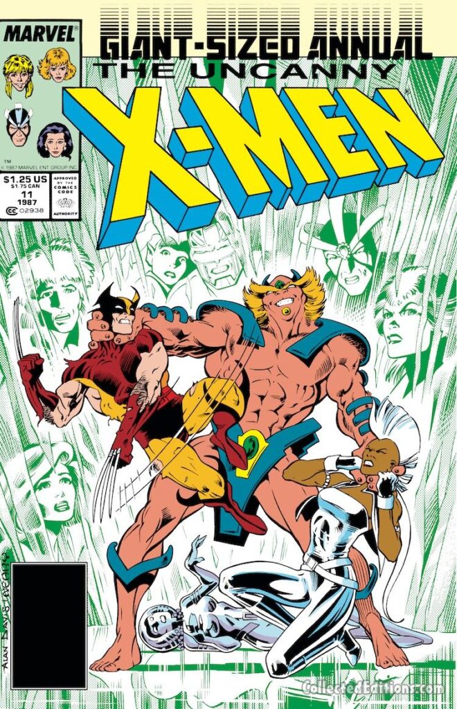 X-Men Annual #11 cover; pencils, Alan Davis; inks, Paul Neary, Wolverine, Horde, Storm, Jocasta