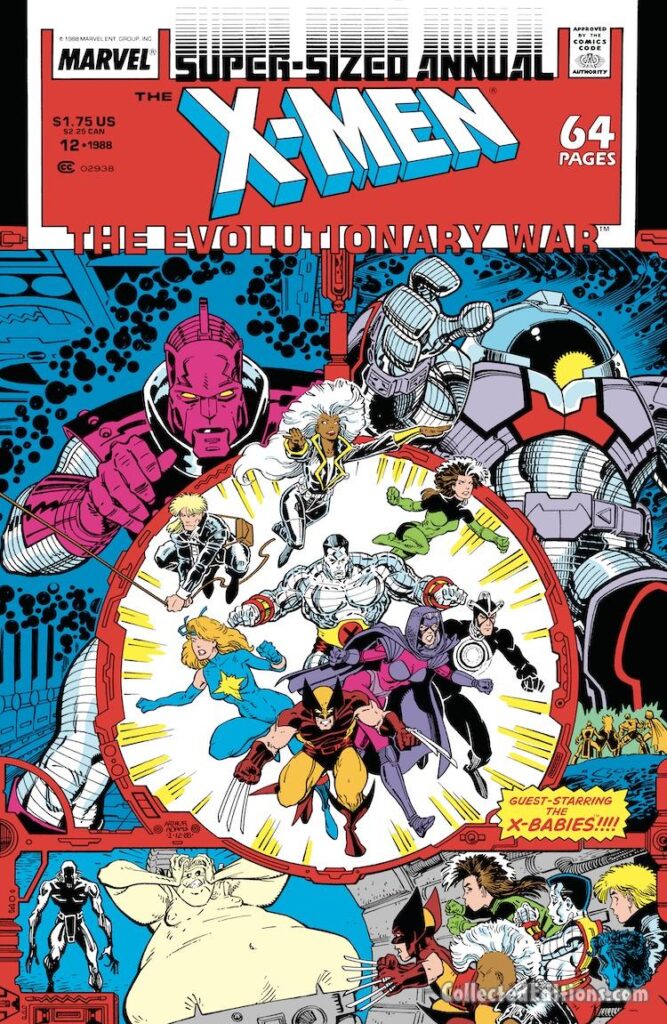 X-Men Annual #12 cover; pencils and inks, Arthur Adams; Evolutionary War, High Evolutionary, X-Babies