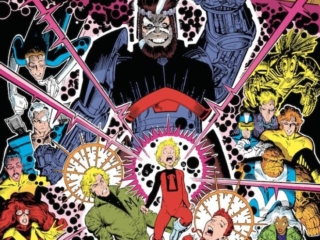 X-Men Annual #14 cover; pencils and inks, Arthur Adams; Days of Future Present, Fantastic Four, New Mutants, X-Factor, Franklin Richards