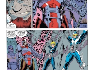 X-Men Annual #14, pg. 18; pencils, Arthur Adams; inks, Bob Wiacek, Al Milgrom, Dan Green, Art Thibert, Steve Mancuse; first appearance, Ahab, houndmaster, Sentinels, Cyclops, Invisible Woman