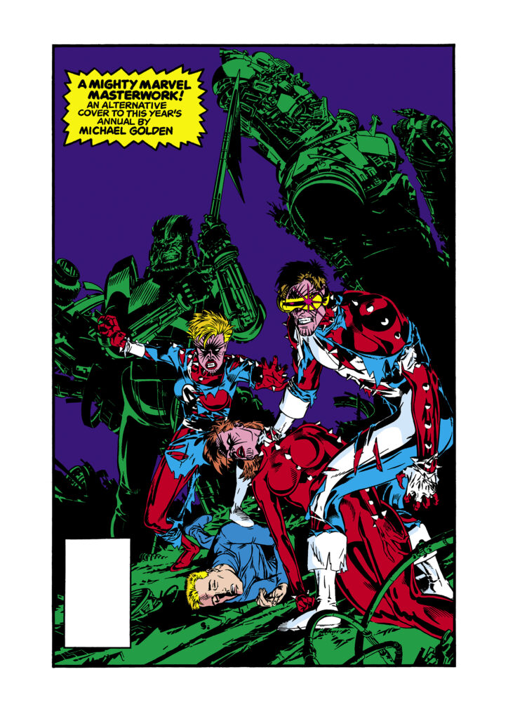 X-Men Annual #14, pg. 55. Michael Golden pinup.