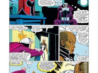 X-Men vs. Avengers #3, pg. 13; pencils, Marc Silvestri; inks, Joe Rubinstein; Magneto, Storm, mohawk, leather jacket