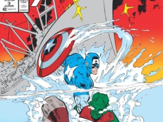 X-Men vs. Avengers #3 cover; pencils, Marc Silvestri; inks, Joe Rubinstein; Titanium Man, Captain America, Wolverine