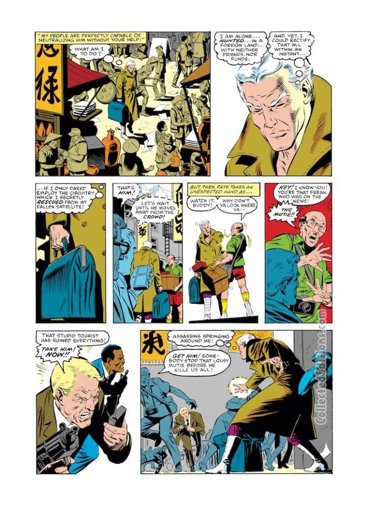 X-Men vs. Avengers #4, pg. 4; layouts, Keith Pollard; pencils and inks, Joe Rubinstein, Bob McLeod, Al Williamson, Al Milgrom; Magneto