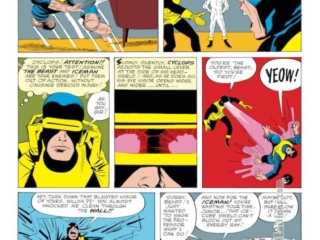 X-Men #1, pg. 6; pencils, Jack Kirby; inks, Paul Reinman; Beast, Professor Xavier, Cyclops, Optic Blasts