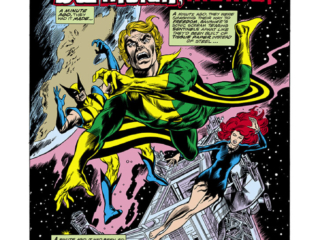 X-Men #99, pg. 1; pencils, Dave Cockrum; inks, Frank Chiaramonte X-Men #99, pg. 1; pencils, Dave Cockrum; inks, Frank Chiaramonte; Deathstar Rising splash page, Chris Claremont, writer, Wolverine, Logan, Banshee in outer space, Jean Grey