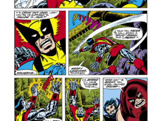 X-Men #103, pg. 12; pencils, Dave Cockrum; inks, Sam Grainger; Storm, Colossus, Wolverine, Black Tom Cassidy
