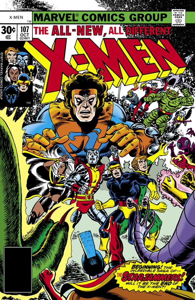 X-Men #107 cover; pencils and inks, Dave Cockrum; Starjammers, Colossus