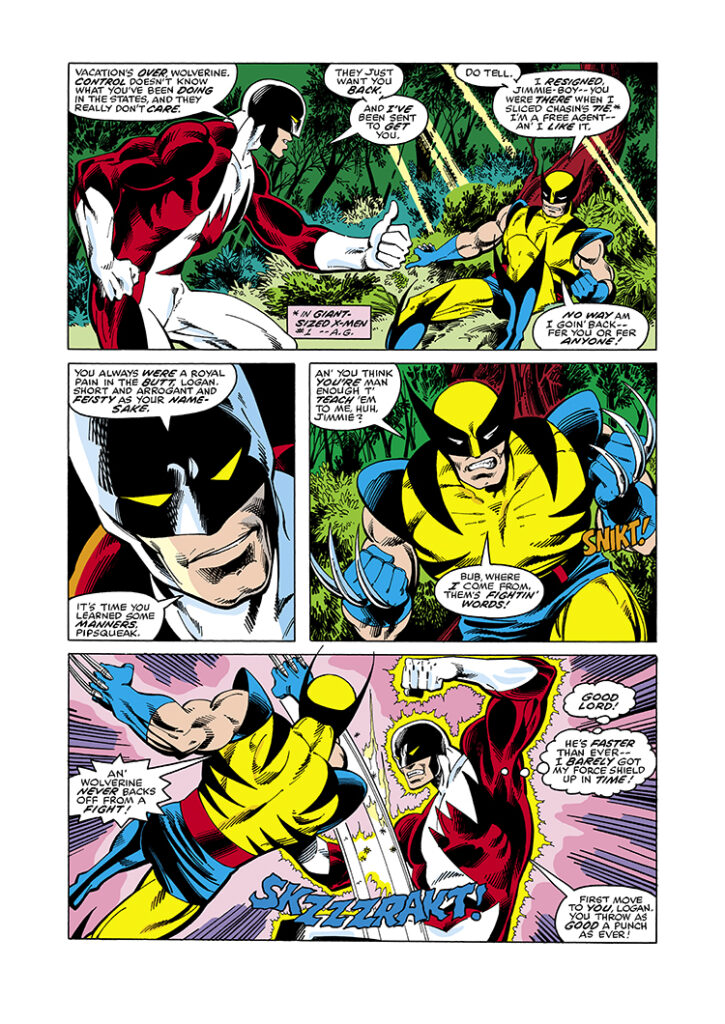 X-Men #109, pg. 11; pencils, John Byrne; inks, Terry Austin; Weapon Alpha, James McDonald, Wolverine, Canada