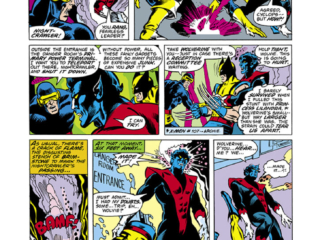 X-Men #110, pg. 10; pencils and inks, Tony DeZuniga; Nightcrawler, Wolverine, Cyclops, Danger Room, Warhawk