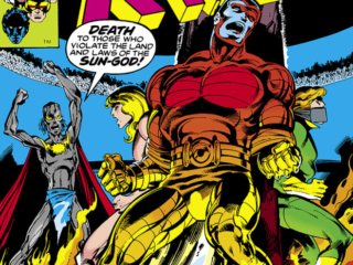 X-Men #116 cover; pencils, John Byrne; inks, Terry Austin, Garokk, Death to those who violate the land and laws of the Sun-God, To Save the Savage Land, Colossus, Ka-Zar, Banshee