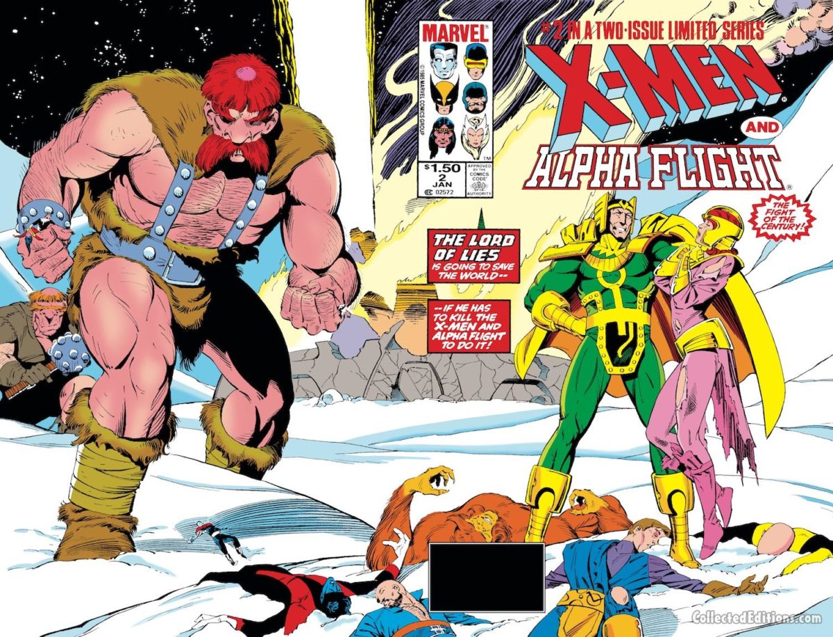 X-Men/Alpha Flight #2 cover; pencils, Paul Smith; inks, Bob Wiacek; Loki/Asgardian Wars